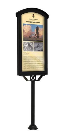 TABELLA ANZIO a giorno su palo per descrizione monumenti, dim. utili per affissione cm. 53x105 h 