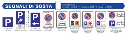 Segnali di Sosta di forma rettangolare realizzati su supporto di ferro con pellicola rifrangente