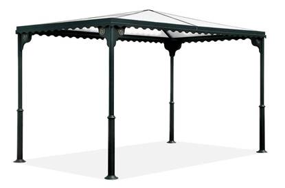 GAZEBO MIRANDA composto da montanti in acciaio e copertura in policarbonato alveolare