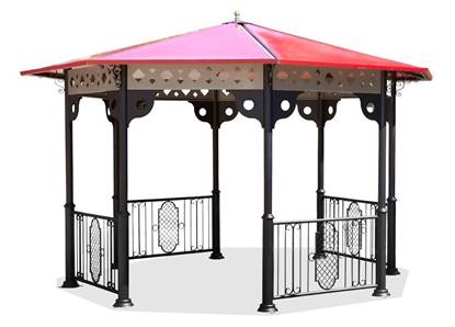 GAZEBO OTTAGONALE struttura in acciaio e copertura in vetroresina, completo di impianto di illuminazione interno