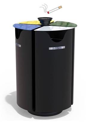 CESTONE POKER per 4 tipologie di rifiuti con coperchi ribaltabili, anelli fermasacco e posacenere