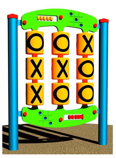 GIOCO DEL TRIS in acciaio con n.2 segnapunti posti su n.2 altezze per bambini su carrozzina e normodotati