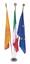Kit per interno composto da n.3 Bandiere Italia-Europa-Comunale cm. 100x150 in poliestere nautico, n.3 aste cromata, n.1 base cromata a 3 posti, n.3 lance