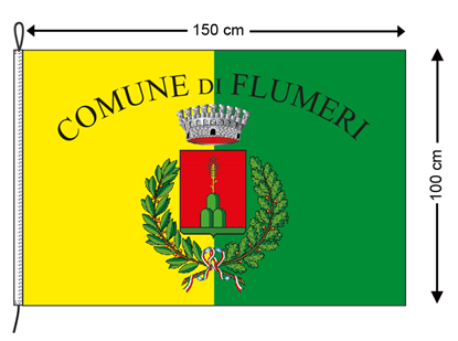Bandiera Comunale cm. 100x150 con nome e stemma Comune in poliestere nautico con guaina e corda
