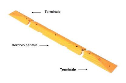 Cordolo centrale in gomma cm. 5 h per delineazione corsie e incroci