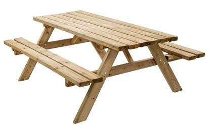 TAVOLO PICNIC monoblocco in legno completo di n.02 sedute sospese