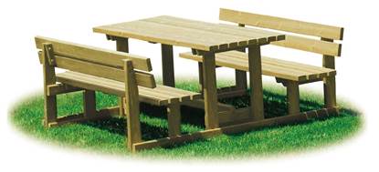 TAVOLO PICNIC in legno con n.02 sedute con spalliera