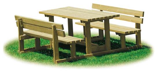 TAVOLO PICNIC in legno con n.02 sedute con spalliera