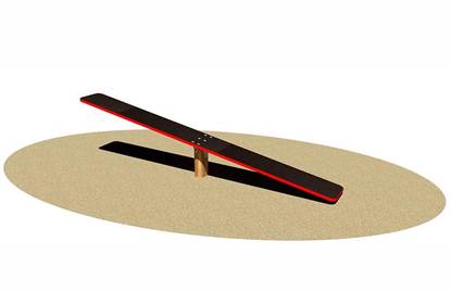 PASSERELLA OSCILLANTE con montante e pedana oscillante in legno