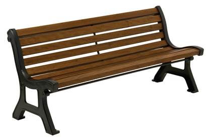 PANCHINA ROMA con n.2 supporti in ghisa e n.10 doghe in legno esotico