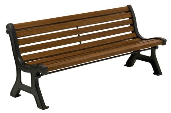 PANCHINA ROMA con n.2 supporti in ghisa e n.10 doghe in legno esotico